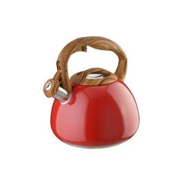 BOLLITORE CON FISCHIO MANICO IN LEGNO 3L ROSSO