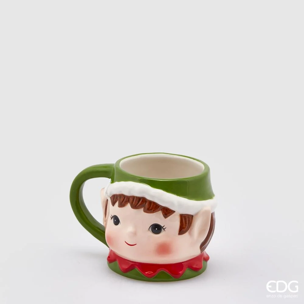 EDG Enzo De Gasperi Tazza Natale Elfo H 9 Cm Green Red