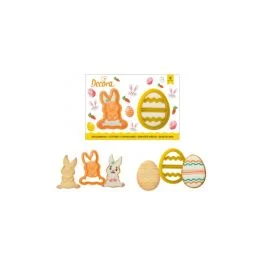 SET 2 TAGLIAPASTA CONIGLIO E UOVO DECORATO IN PLASTICA