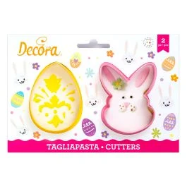 SET 2 TAGLIAPASTA UOVO E FACCIA CONIGLIETTO IN PLASTICA