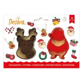 SET 2 TAGLIAPASTA BABBO NATALE E RENNA IN PLASTICA