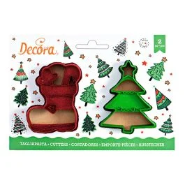 SET 2 TAGLIAPASTA ALBERO NATALE E SCARPONE IN PLASTICA