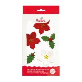 STELLA DI NATALE E AGRIFOGLIO IN ZUCCHER0 7 PZ