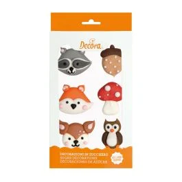 DECORAZIONI ANIMALI DEL BOSCO IN ZUCCHERO 6 PZ