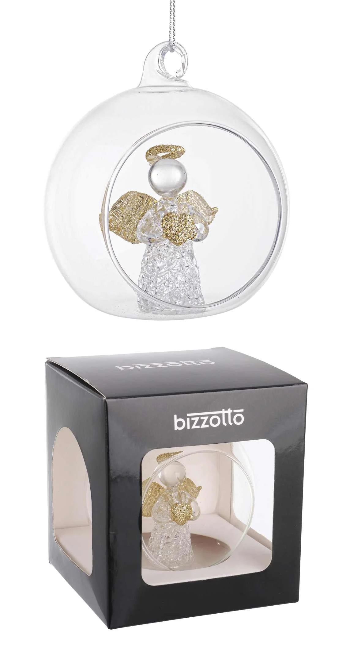 Bizzotto Sfera Aperta Natale Vetro My A Angelo Cuore D 8 Cm