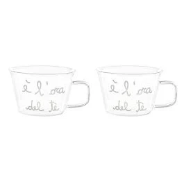 SET 2 TAZZE IN VETRO 280 ML E' L'ORA DEL TE'