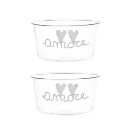 SET 2 COPPETTE IN VETRO AMORE