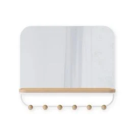 ESTIQUE MIRROR W/HOOKS WHITE