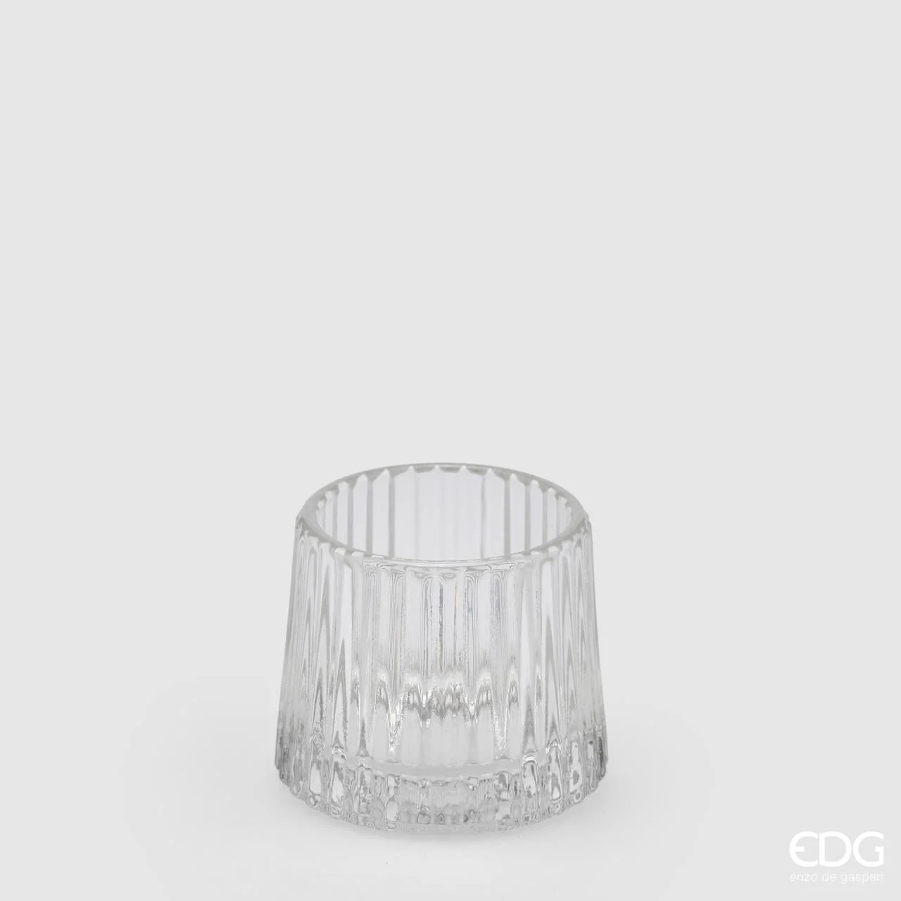EDG Enzo De Gasperi Portacandela Righe H 7 Cm D 8 Cm Natural Trasparente