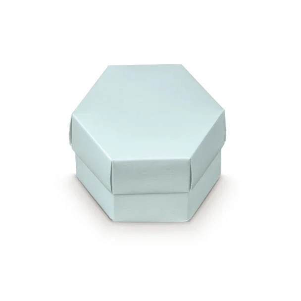 Scotton Scatola Esagono con Divisorio 60 x 40 Mm Lino Azzurro 10 Pz