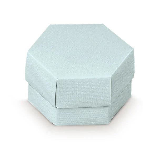 Scotton Scatola Esagono con Divisorio 80 x 55 Mm Lino Azzurro 10 Pz