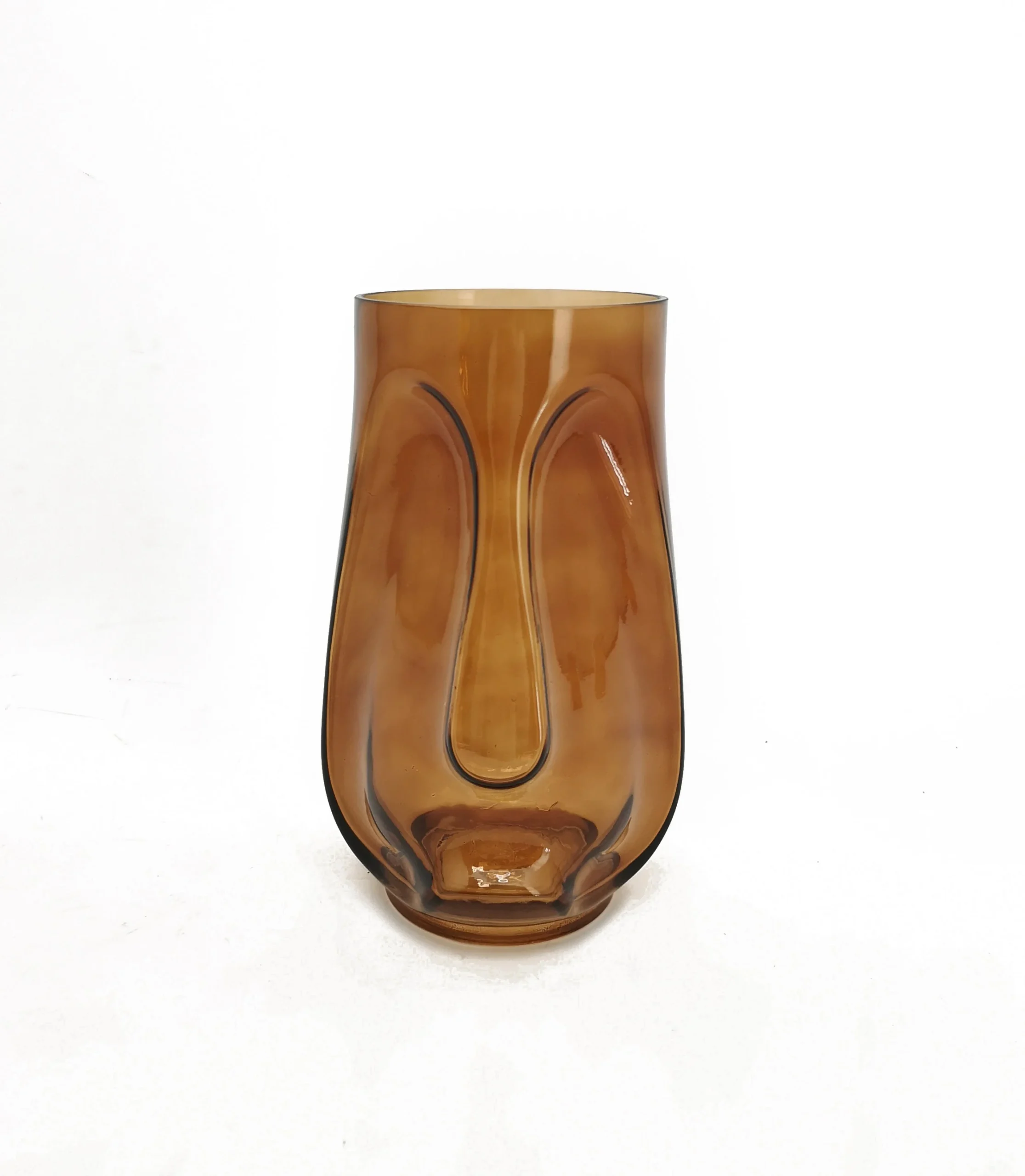 Vimin Box Vaso Testa Tribale Vetro D 12 - 15,5 Cm H 25 Cm Ambra