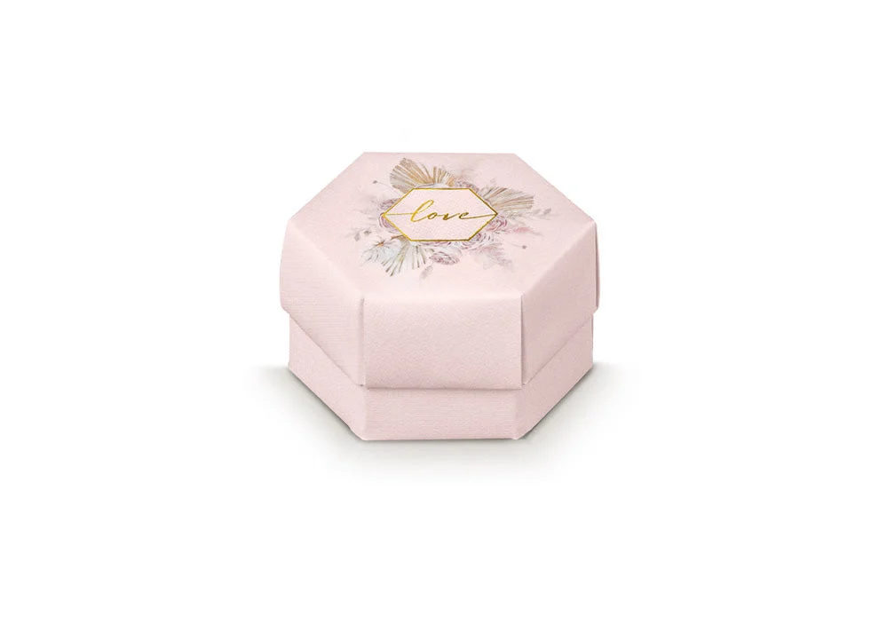 Scotton Scatola Esagono Pampas Love 60 X 40 Mm Rosa 10 Pz