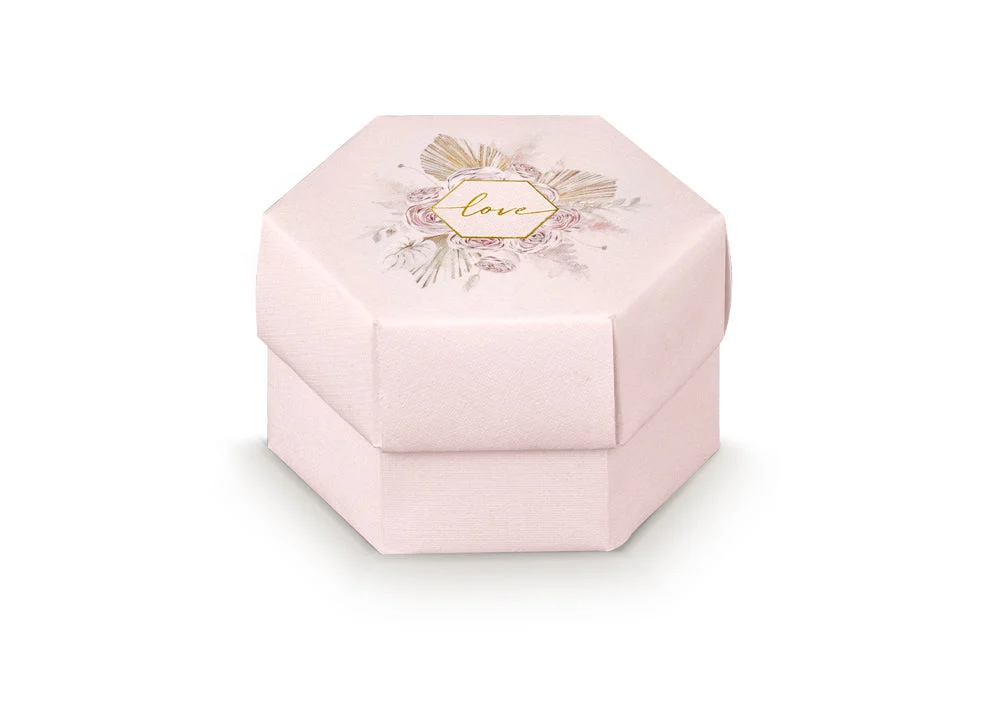 Scotton Scatola Esagono Pampas Love 80 x 55 Mm Rosa 10 Pz