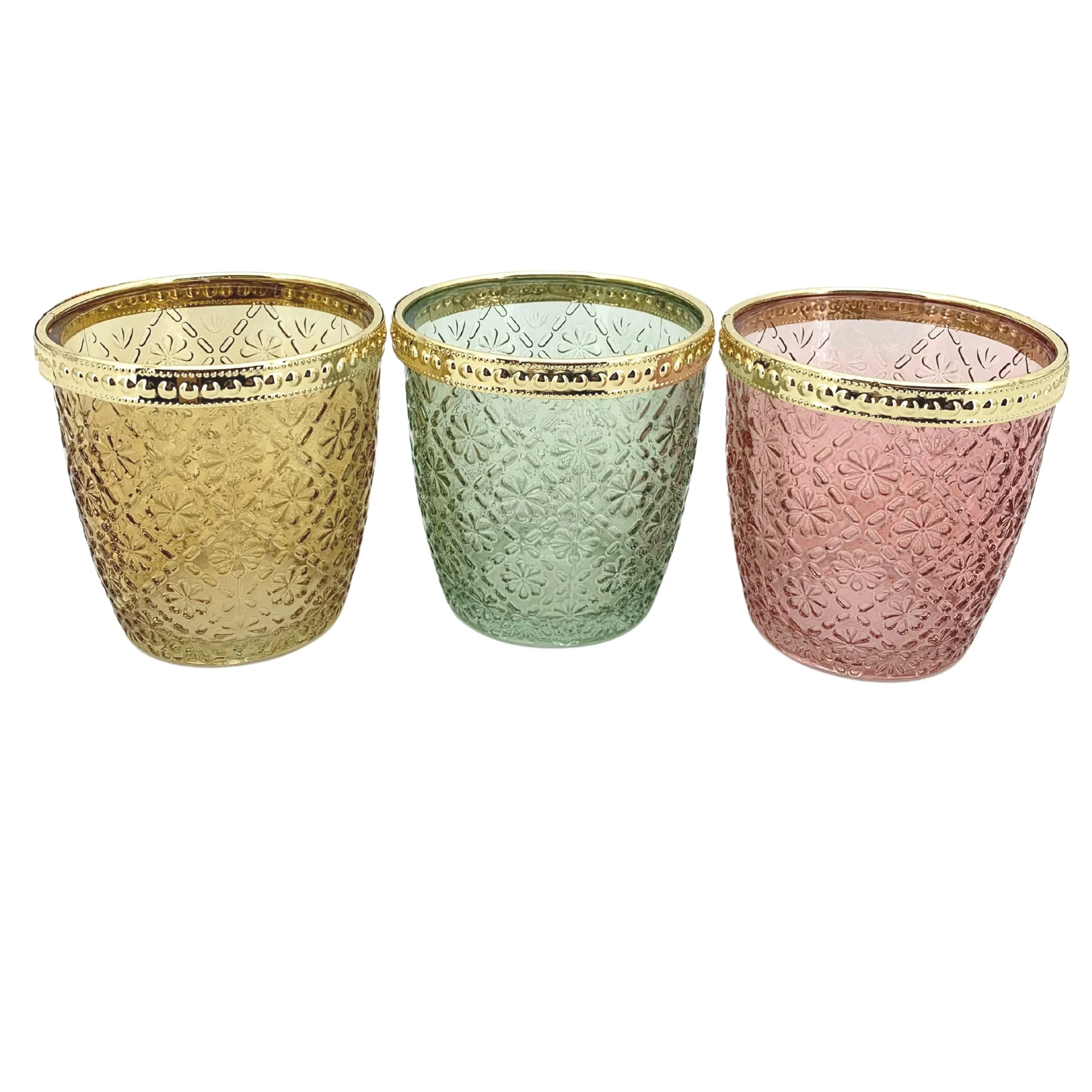 Vimin Box Srl Bicchierini Portacandele D 9 Cm H 9 Cm Bordo Oro set 3 Pz