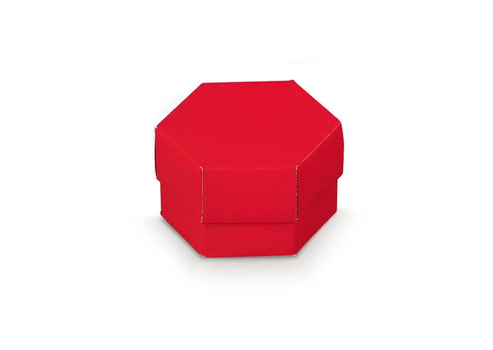 Scotton Scatola Esagono 60 x 40 Mm con Divisore Lino Rosso 10 Pz