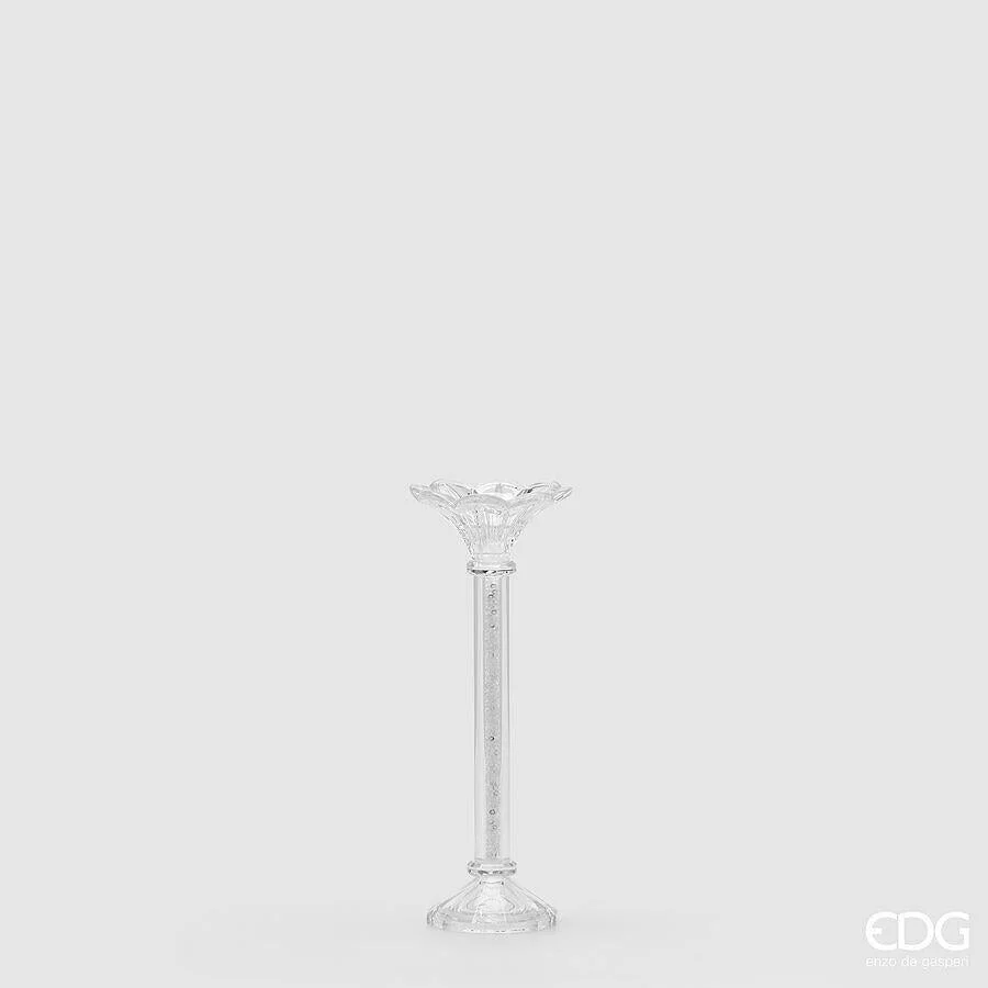 EDG Enzo De Gasperi Portacandela Crystal Fiore H 30 Cm D 9 Cm Natural Trasparente