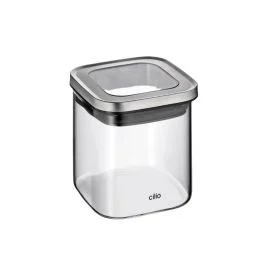 BARATTOLO CUBO VETRO INOX 65 CL