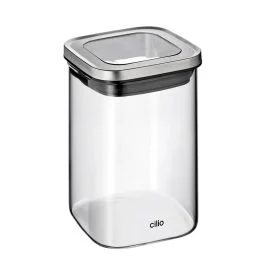 BARATTOLO CUBO VETRO INOX 100 CL