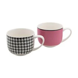 COCO SET 2 TAZZE JUMBO 470 ML ROSA PIEDDE POULE
