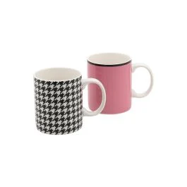COCO SET 2 TAZZE MUG 350 ML ROSA PIED DE POULE