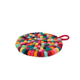 SOTTOPENTOLA TONDO POMPON ARCOBALENO 19 CM