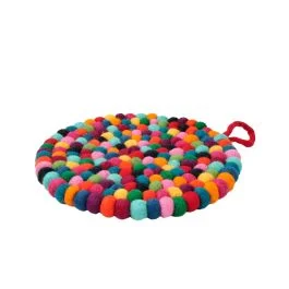 SOTTOPENTOLA TONDO POMPON ARCOBALENO 21 CM