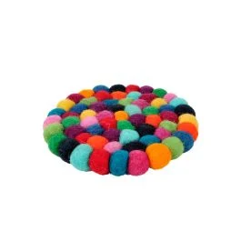 SOTTOBICCHIERE POMPON ARCOBALENO 10 CM