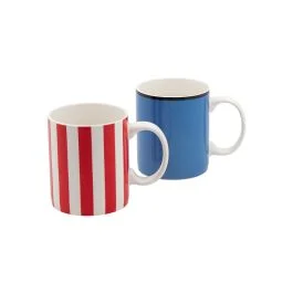 ETNA SET 2 TAZZE MUG 350 ML BLU RIGHE ROSSE