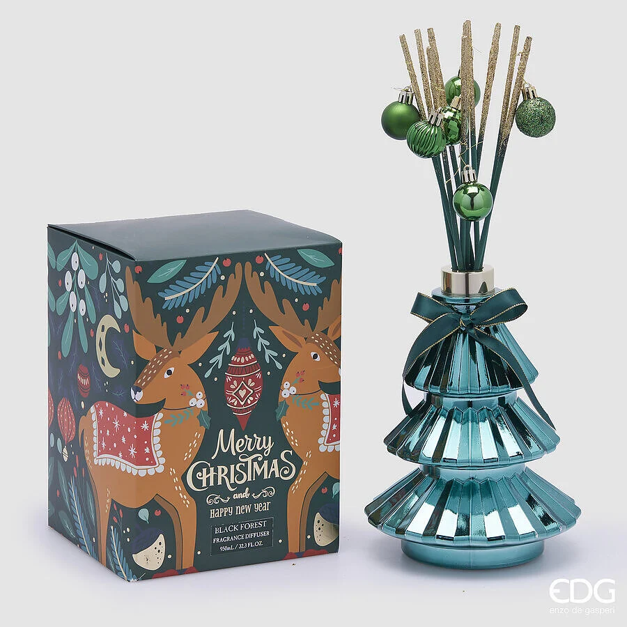 EDG Enzo De Gasperi Profumatore Natale Bottiglia Joyful Pino 950 Ml H 21,5 Cm Black Forest