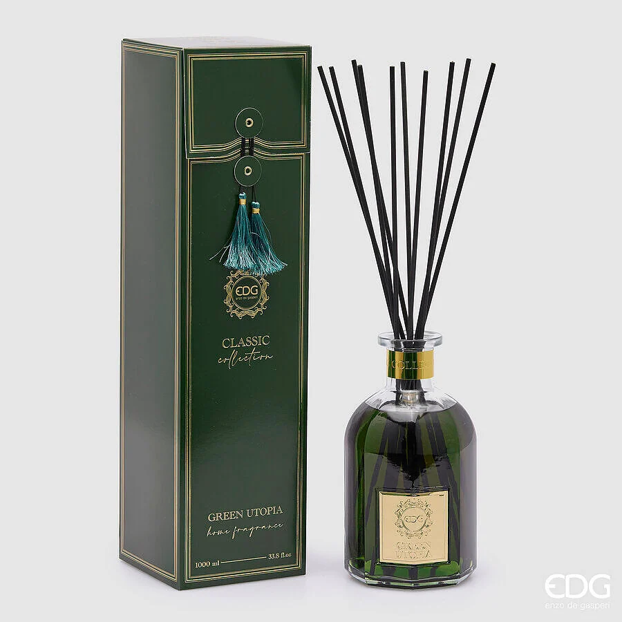 EDG Enzo De Gasperi Profumatore Bottiglia Classic 1000 Ml H 22 Cm D 12 Cm Green Utopia