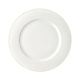 PLISSE PIATTO PORTATA TONDO 30 CM A FALDA CANNELLATA BORDO ORO