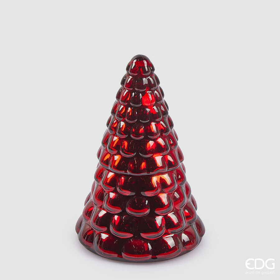 EDG Enzo De Gasperi Candela Natale Pino con Profumo Vaso H 19 Cm D 12 Cm Cranberry