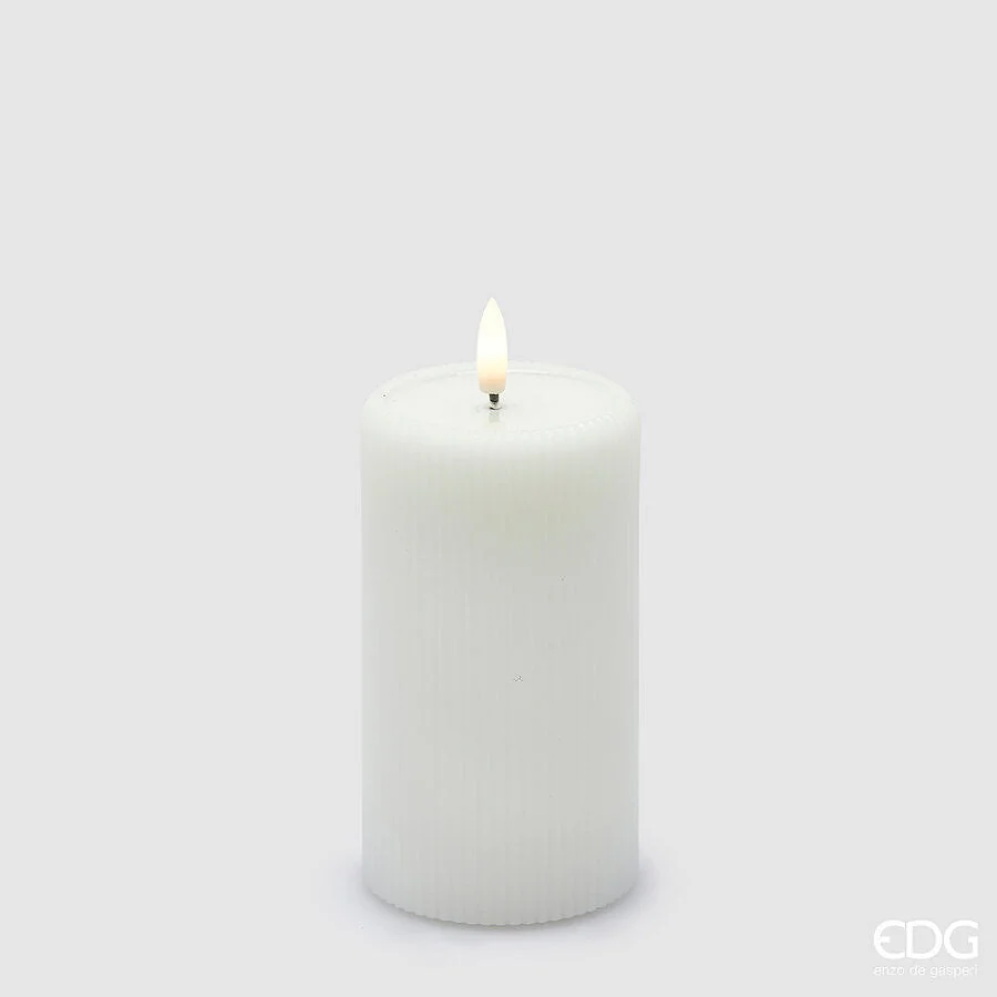 EDG Enzo De Gasperi Candela Led Lounge Moccolo H 13 Cm D 7,5 Cm Bianco