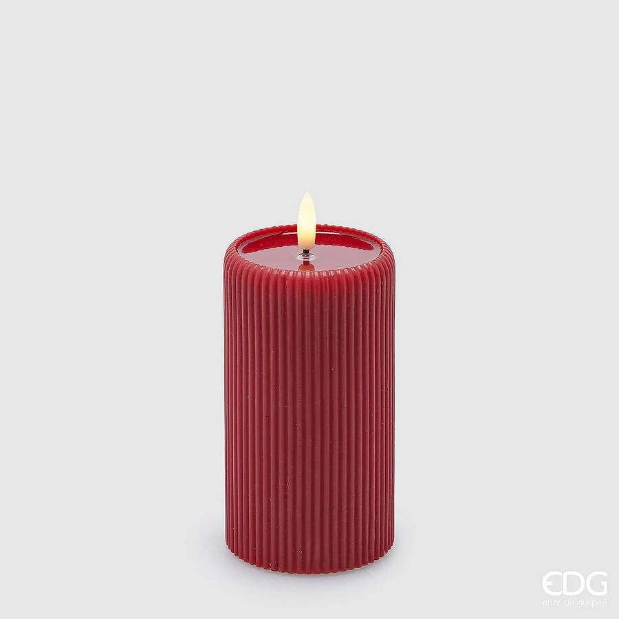 EDG Enzo De Gasperi Candela Led Lounge Moccolo H 13 Cm D 7,5 Cm Rosso