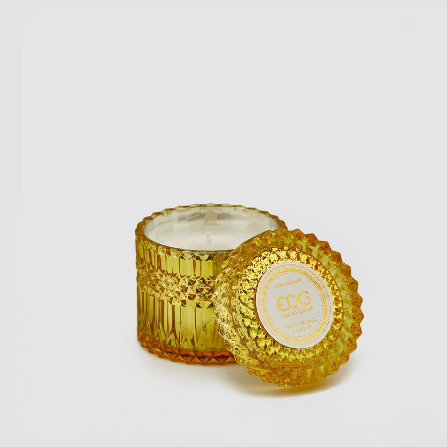 EDG Enzo De Gasperi Candela Crystal con Vaso + Scatola Regalo H 10,5 cm D 10,5 cm Light Yellow Giallo