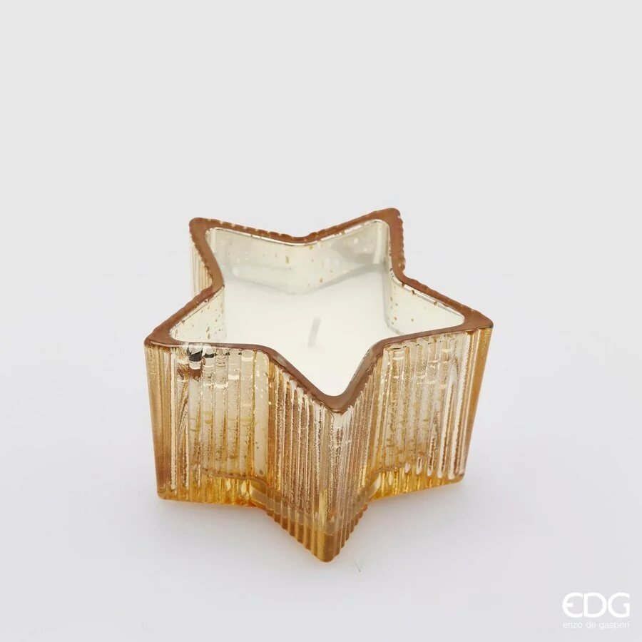 EDG Enzo De Gasperi Candela Stella H 6,5 Cm D 10,5 Cm Amber Scatola Regalo
