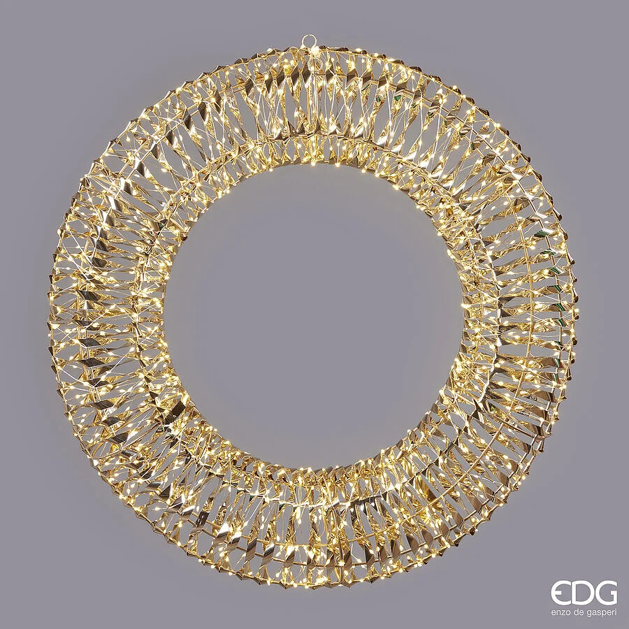 EDG Enzo De Gasperi Corona Natale Led Stripes 960 MicroLed D 70 Cm Ip 44 Gold