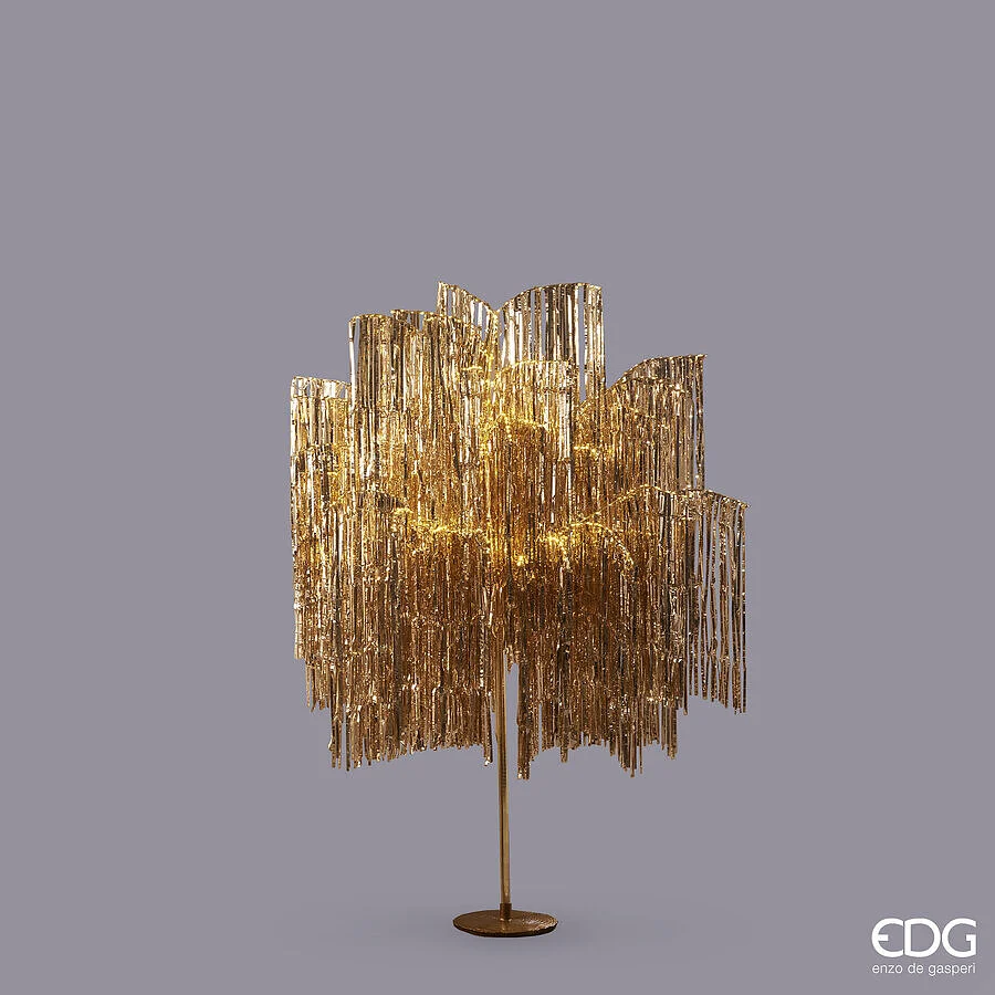 EDG Enzo De Gasperi Albero di Natale Led Frange 600 Microled H 150 Cm D 90 Cm Champagne