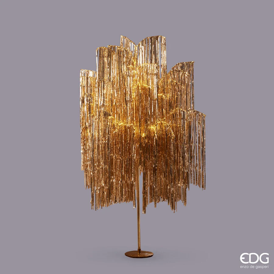 EDG Enzo De Gasperi Albero di Natale Led Frange 960 Microled H 180 Cm D 140 Cm Champagne
