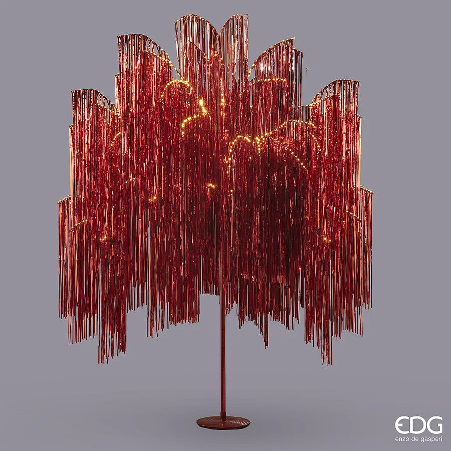 EDG Enzo De Gasperi Albero di Natale Led Frange 2.160 Microled H 300 Cm D 160 Cm Red