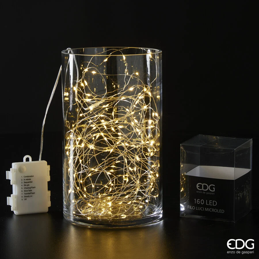 EDG Enzo De Gasperi Filo Luci Natale X 160 MicroLed L 16 Mt IP 44 Ivory