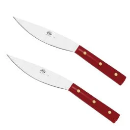 VALDICHIANA COLTELLO DA BISTECCA MANICO IN METACRILATO ROSSO CONFEZIONE 2 PZ