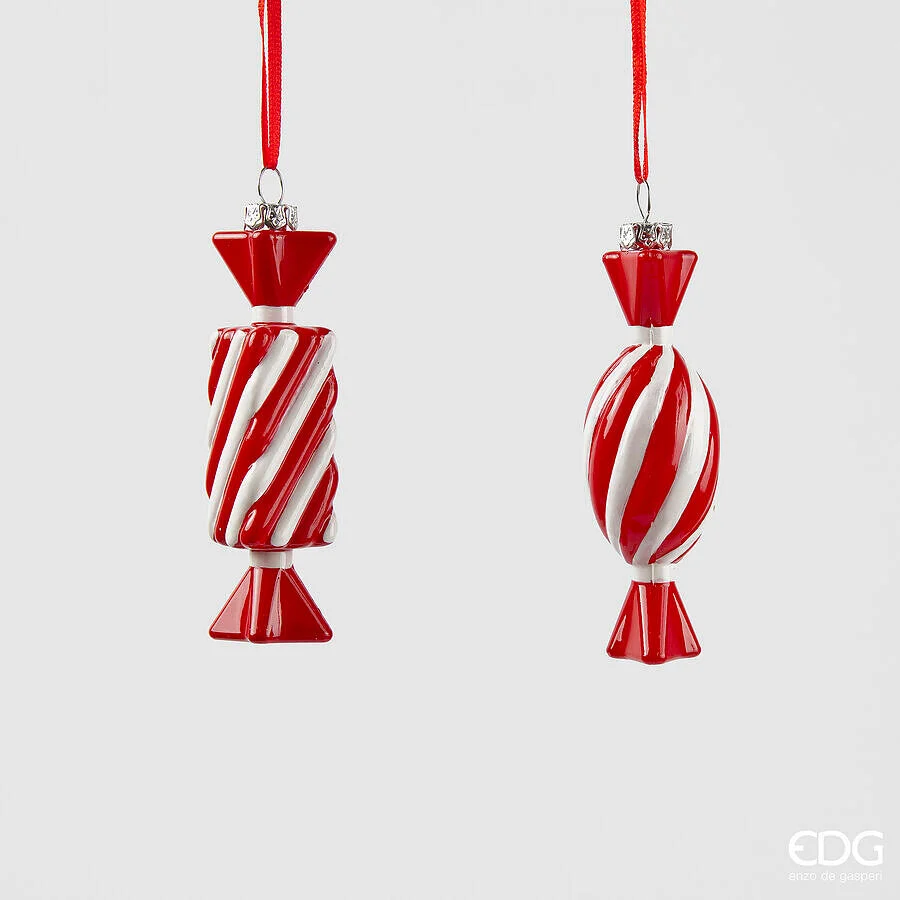EDG Enzo De Gasperi Addobbo Natale Candy H 10,5 Cm L  3 Cm L 3 Cm Bianco Rosso 1 Pz