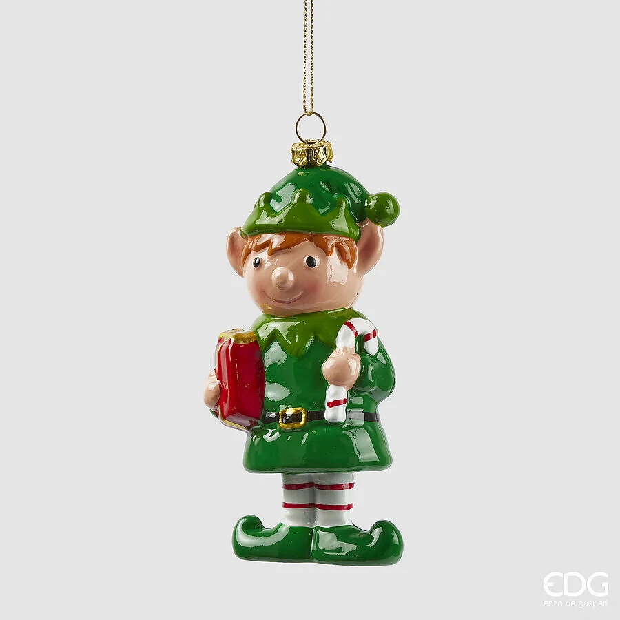 EDG Enzo De Gasperi Addobbo Natale Elfo  H 12,5 Cm L 4 Cm L 6 Cm Cm Verde Mix