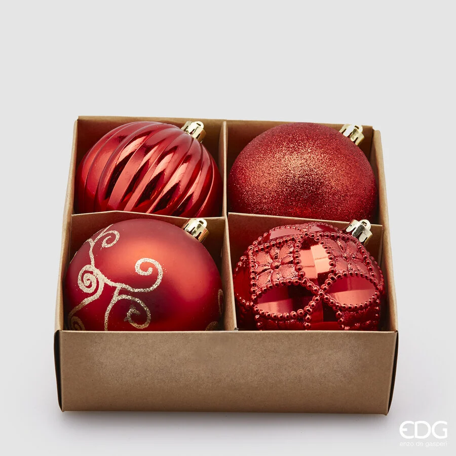 EDG Enzo De Gasperi Palla Natale Poly Mix D 10 Cm Cf 4 Pz Red