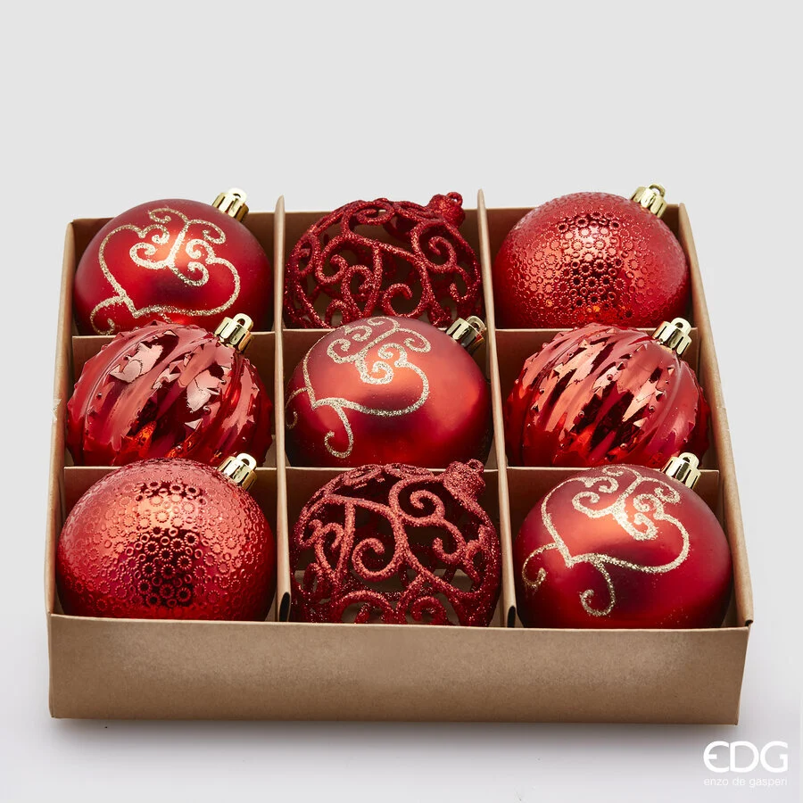 EDG Enzo De Gasperi Palla Natale Poly Mix D 8 Cm Cf 9 Pz Red