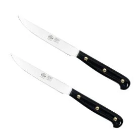 2012 COLTELLO DA TAVOLA FORGIATO MANICO IN METACRILATO NERO CONFEZIONE 2 PZ