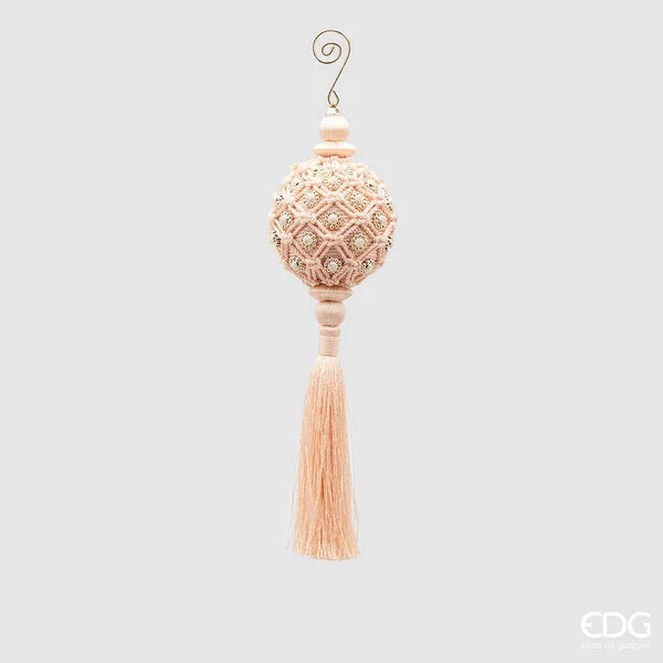 EDG Enzo De Gasperi Decoro Natale Nappa Intrecciato H 28 Cm D 8 Cm Rosa
