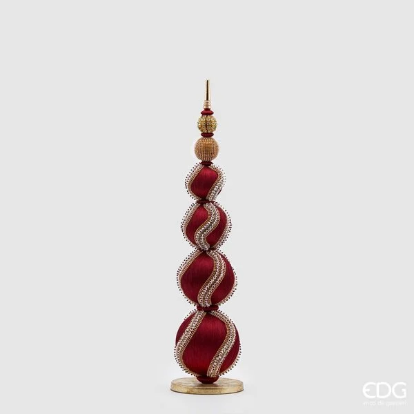 EDG Enzo De Gasperi Topiary Sfere Mix Perle Natale H 65 Cm D 16 Cm Burgundy